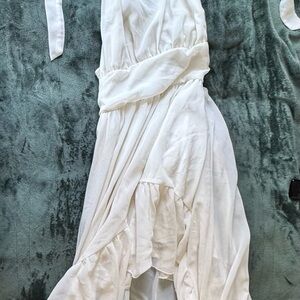 Elegant White Strapless Wrap Sundress for Brides
